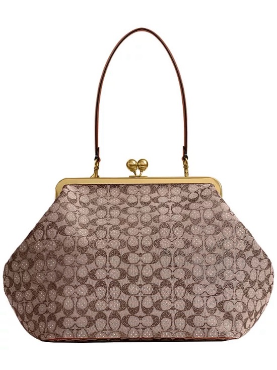 Coach Handbags - Coach NWT Signature Jacquard Large Kisslock Frame Shoulder Bag Purse CCE08
